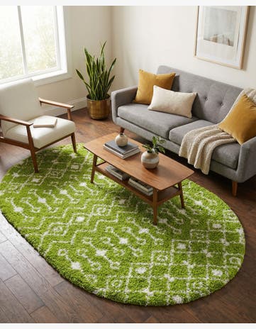 5' 3 x 8' Moroccan Trellis Shag Oval Rug
