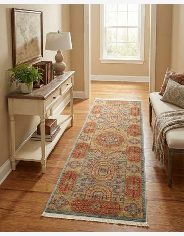 Light Blue Mamluk Runner Rug