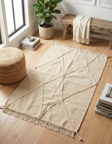 3' 4 x 4' 11 Hand Knotted Moroccan Wool Rug