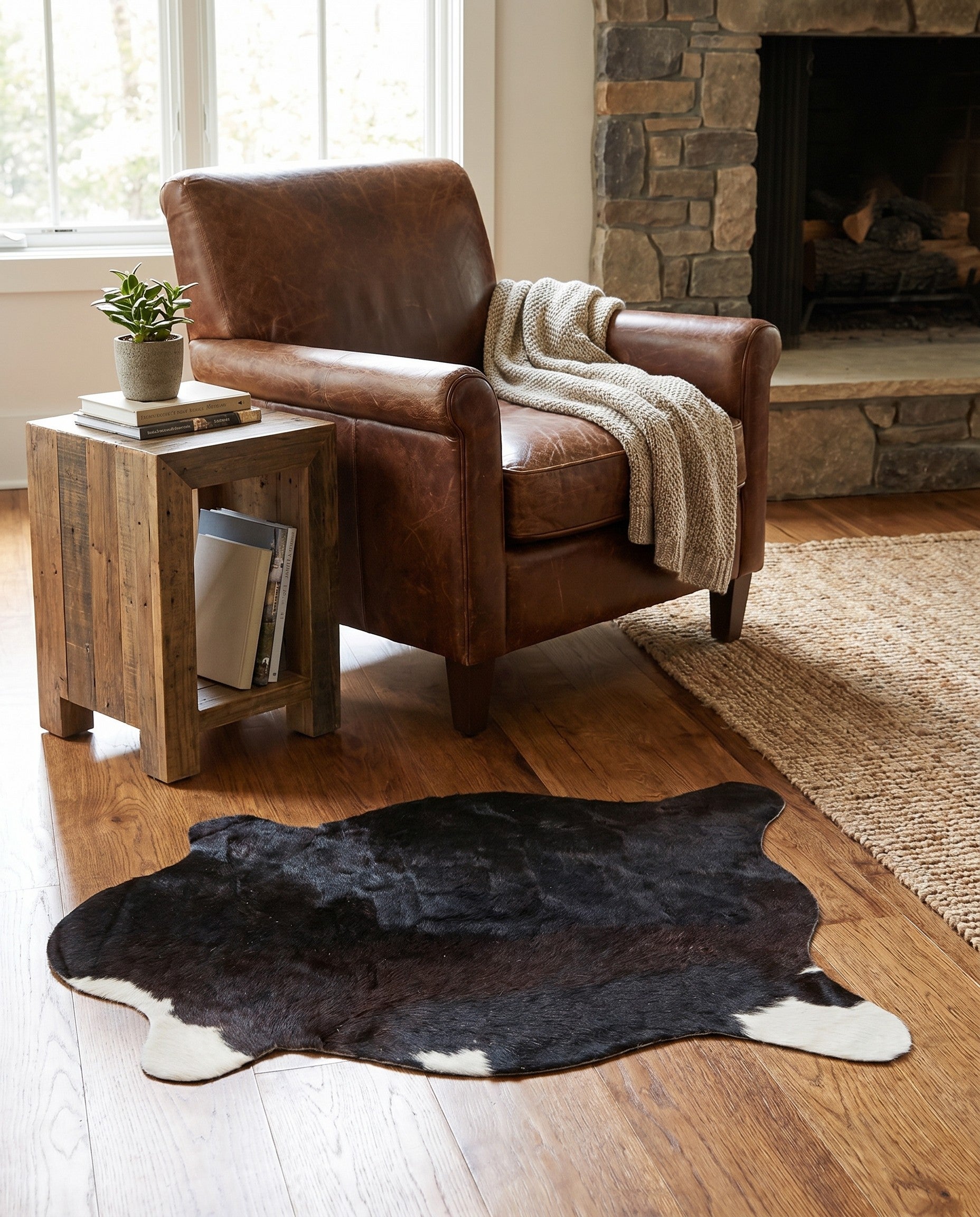 2' 1 x 2' 10 Cowhide Leather Rug