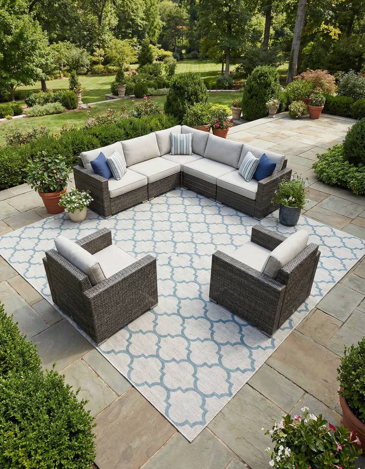 Detail image of 13' x 13'  Washable Trellis Indoor / Outdoor Square Rug