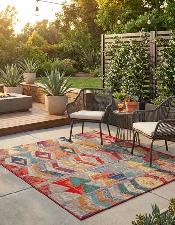 Easy-Clean Modern Indoor / Outdoor Square Rug