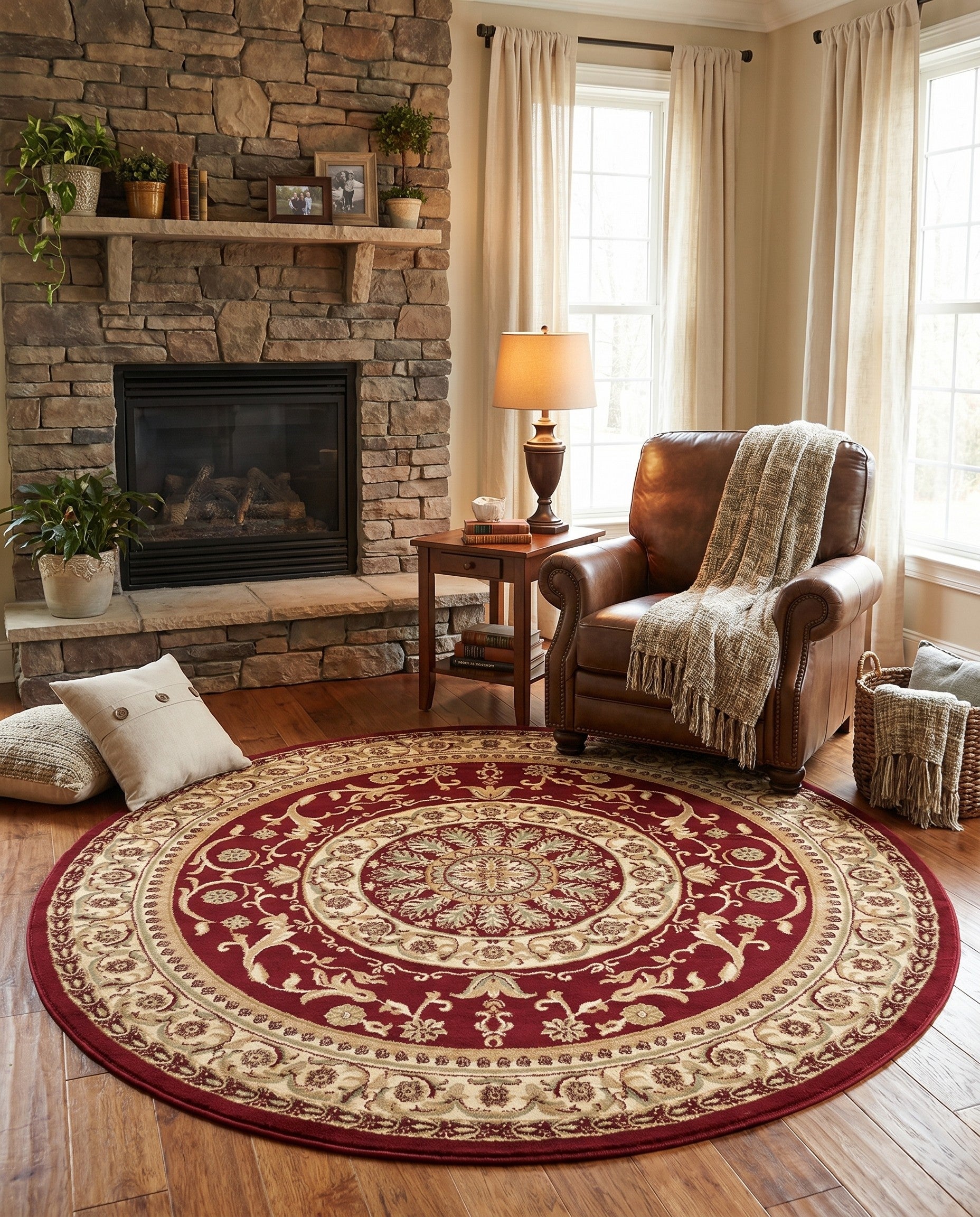 7' 10 x 7' 10 Classic Aubusson Round Rug