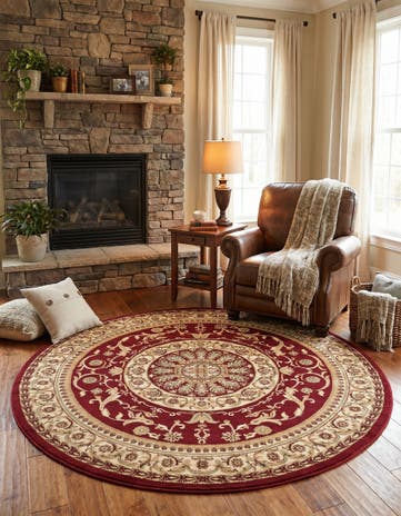 Red Chateau Round Rug