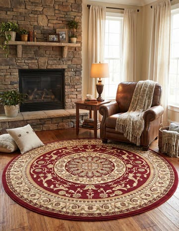 Red Chateau Round Rug