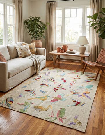 4' 2 x 5' 8 Hand Woven Kilim Suzani Wool Rug