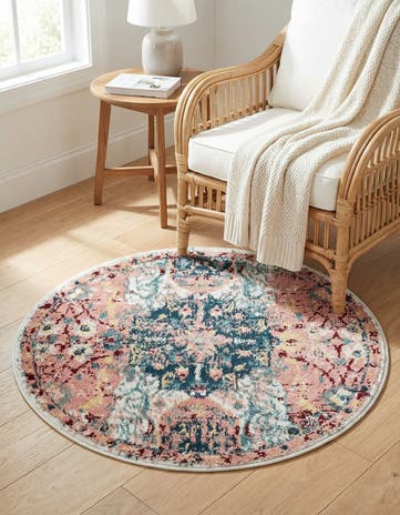 Pink Charleston Round Rug