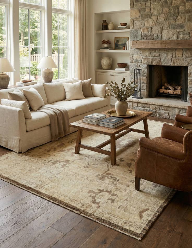 Detail image of 8' 4 x 10' 2 Hand Knotted Oushak Wool Rug