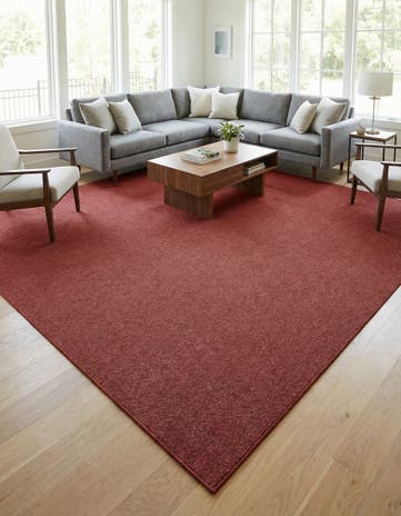 Rust Red Everyday Solid Square Rug