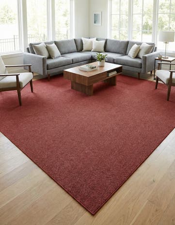 Rust Red Everyday Solid Square Rug