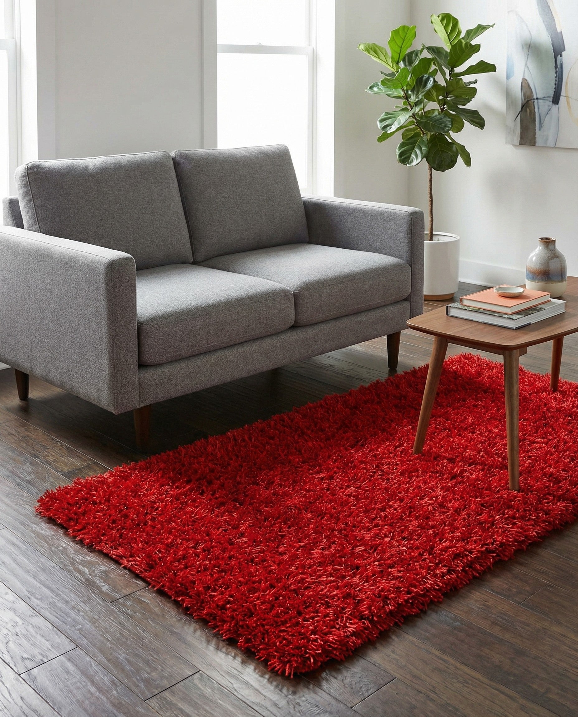 2' 6 x 4' 9 Hand Knotted Solid Shag Oriental Rug