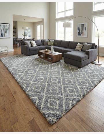 Gray Trellis Shag Rug