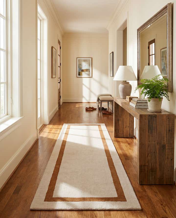 2' 7 x 8' Jill Zarin Border Wool Runner Rug