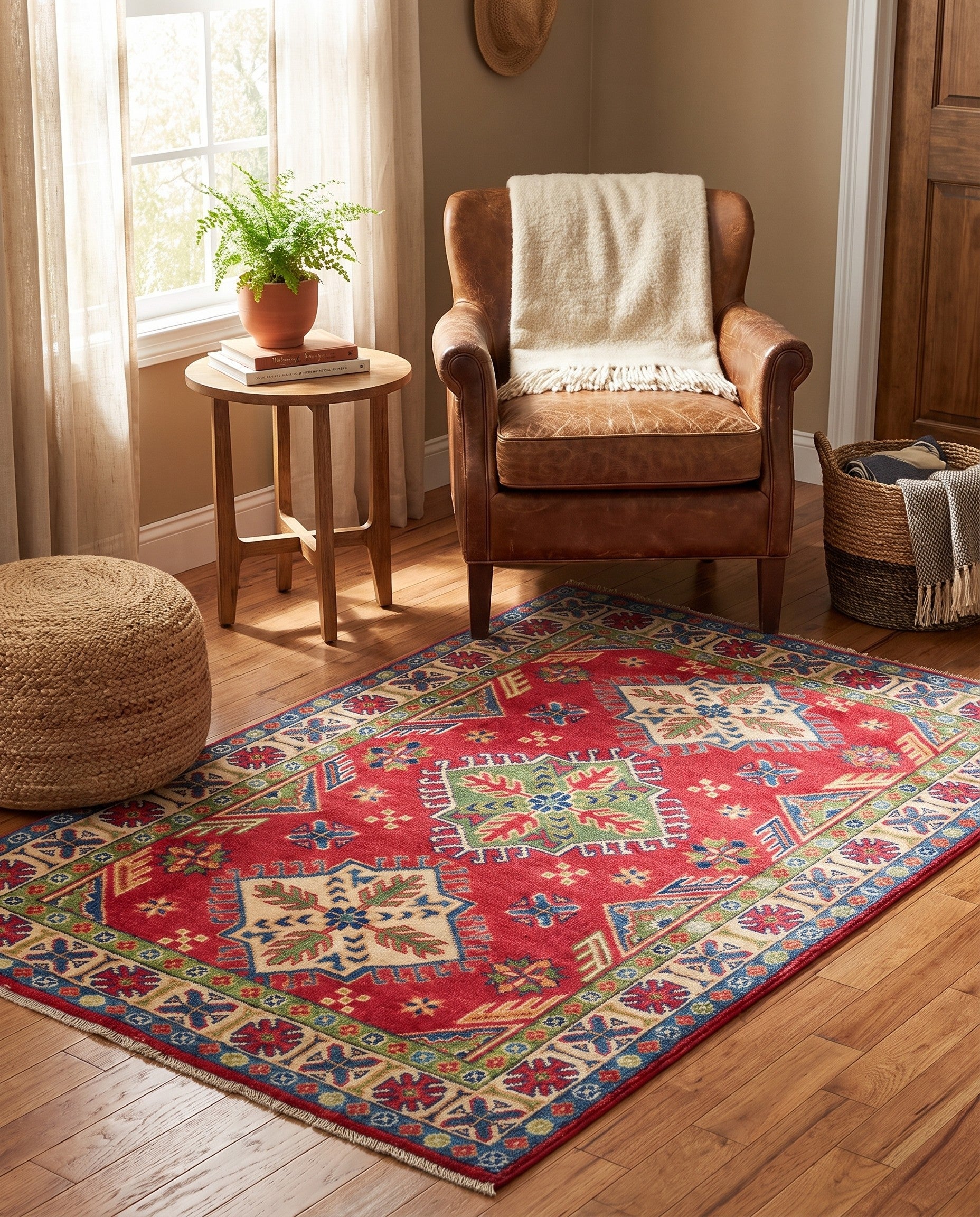 3' 5 x 4' 11 Hand Knotted Kazak Rug