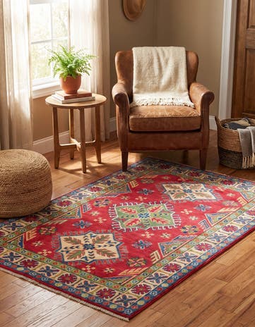 3' 5 x 4' 11 Hand Knotted Kazak Rug