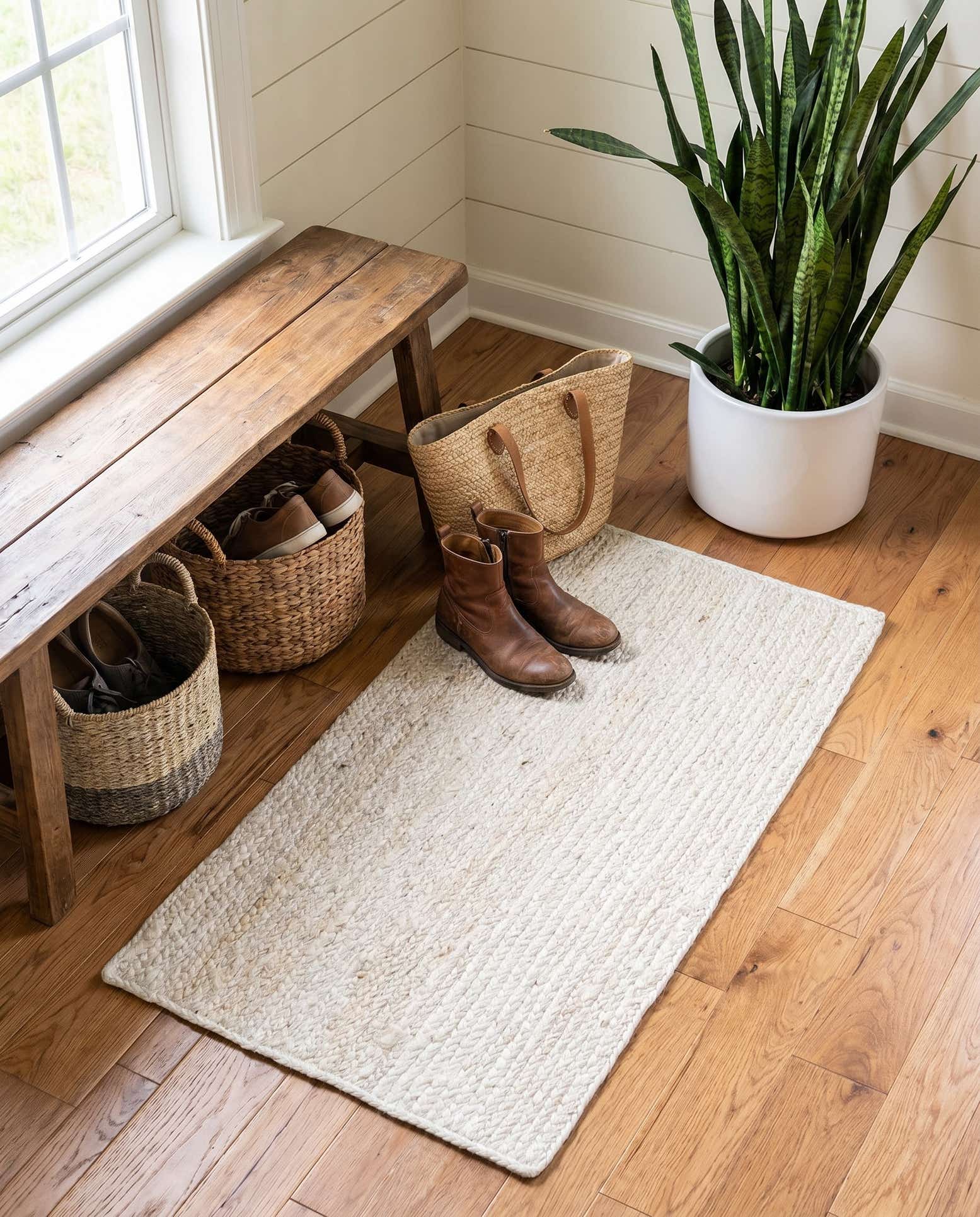 1' 8 x 3' 3 Handmade Braided Jute Rug