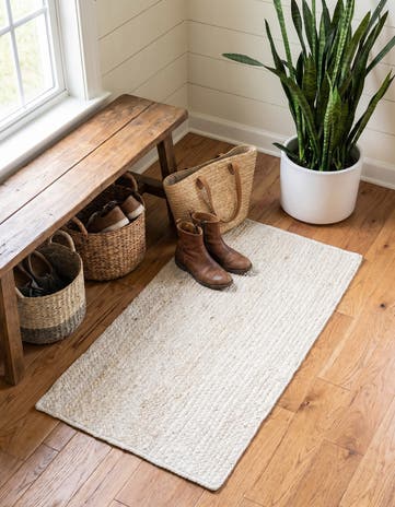 1' 8 x 3' 3 Handmade Braided Jute Rug