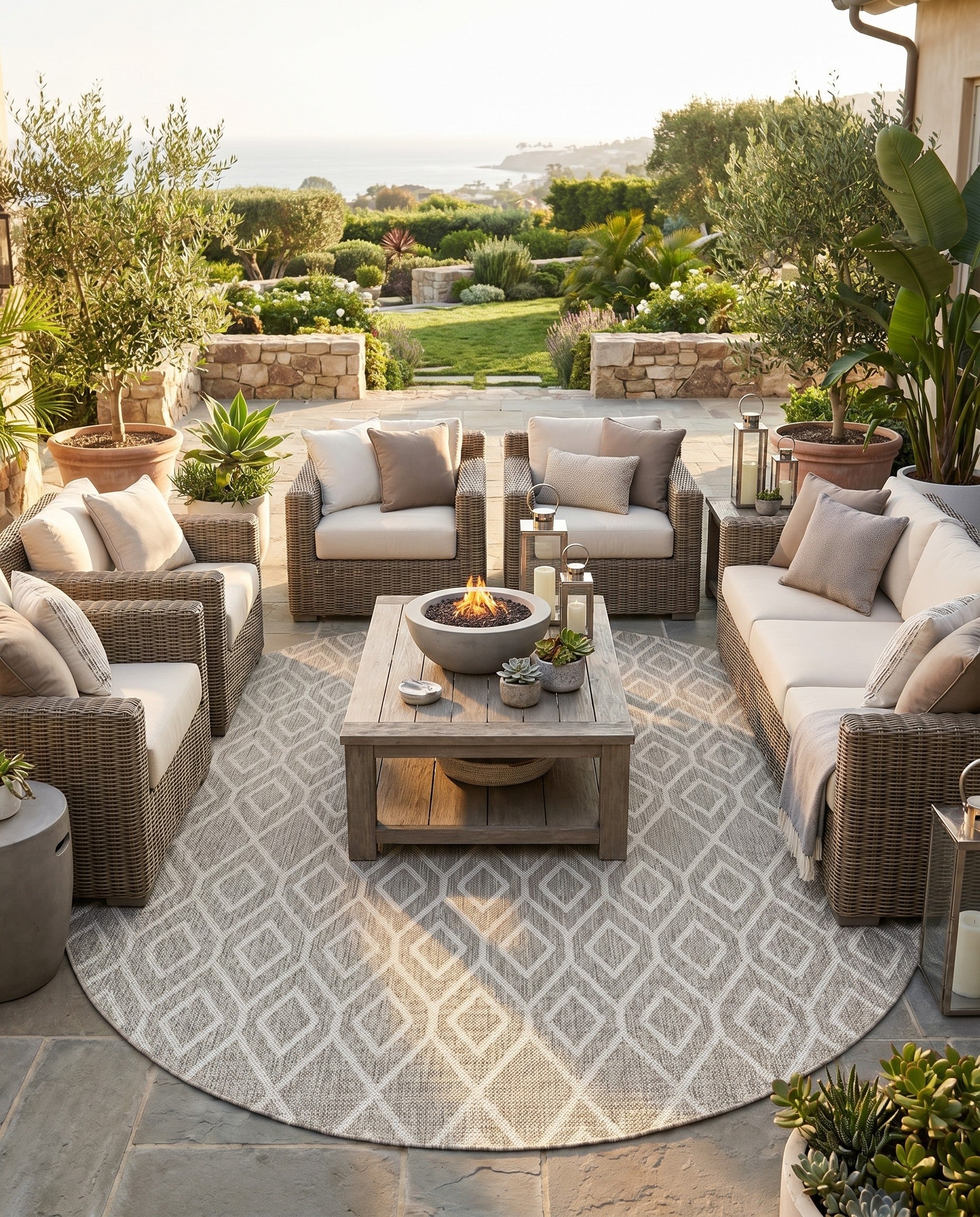7' x 7' Easy-Clean Jill Zarin Turks and Caicos Indoor / Outdoor Round Rug