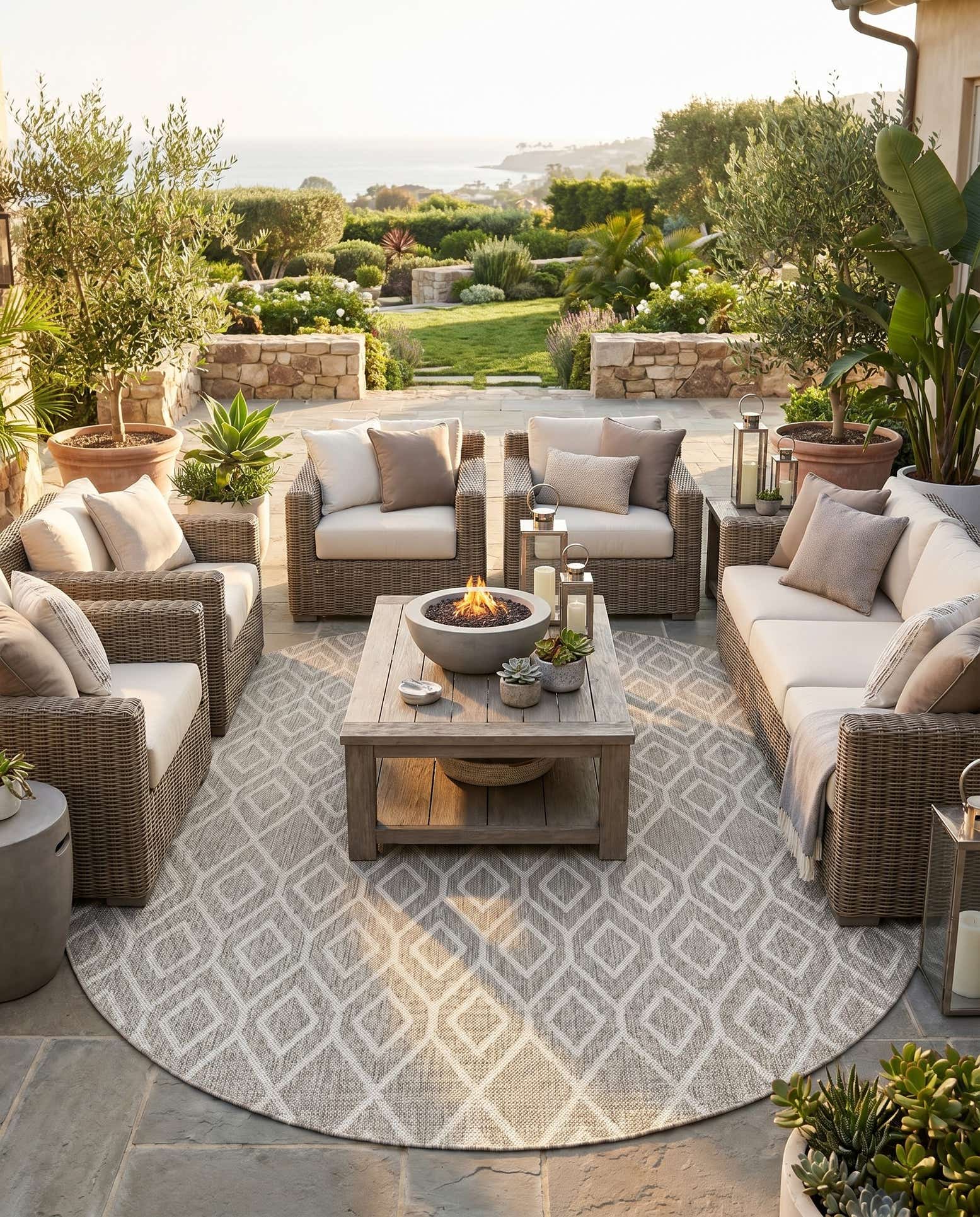 7' x 7' Easy-Clean Jill Zarin Turks and Caicos Indoor / Outdoor Round Rug