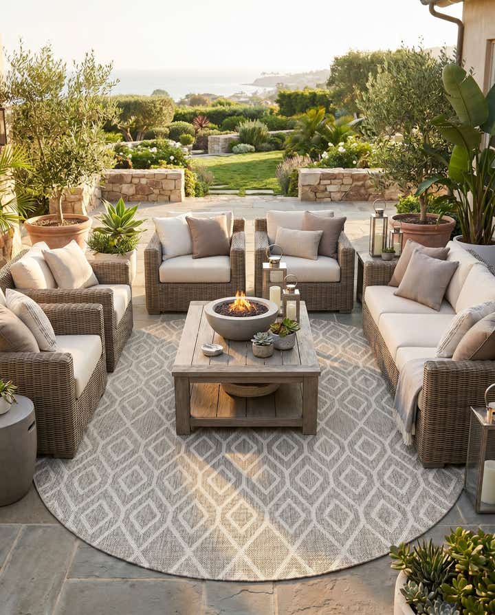 7' x 7' Easy-Clean Jill Zarin Turks and Caicos Indoor / Outdoor Round Rug