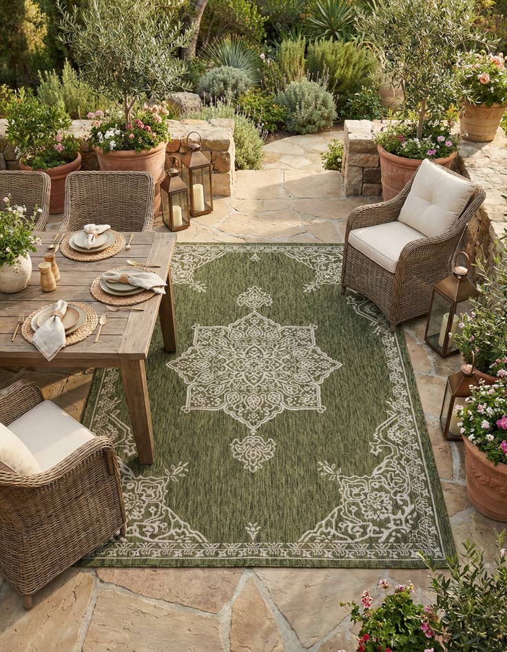 Detail image of 5' 3 x 8' Washable Traditional Indoor / Outdoor Rug