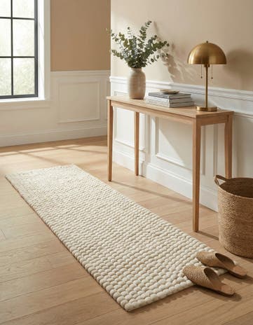 2' x 8' Hand Woven Felt Ball Wool Runner Rug