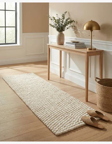 2' x 8' Hand Woven Felt Ball Wool Runner Rug