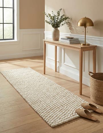 2' x 8' Hand Woven Felt Ball Wool Runner Rug