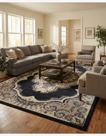 Navy Blue Kamala Washable Rug