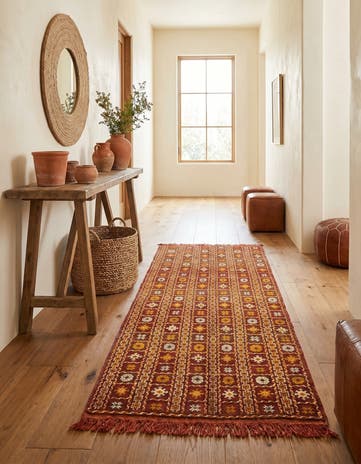 4' 5 x 8' 2 Hand Knotted Moroccan Wool Runner Rug
