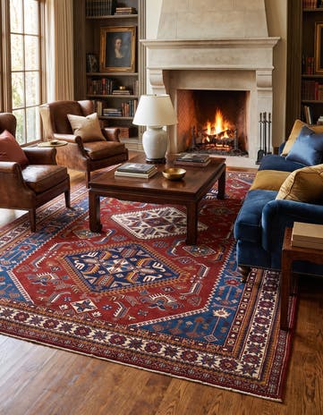 6' 11 x 10' 1 Hand Knotted Shirvan Rug