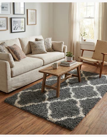 Graphite Gray Trellis Shag Rug