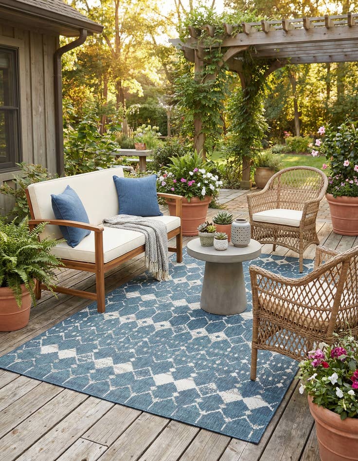 Detail image of 5' 3 x 8' Washable Lattice Indoor / Outdoor Rug