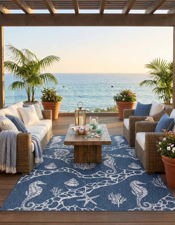 9' x 12' Easy-Clean Coastal Indoor / Outdoor Rug