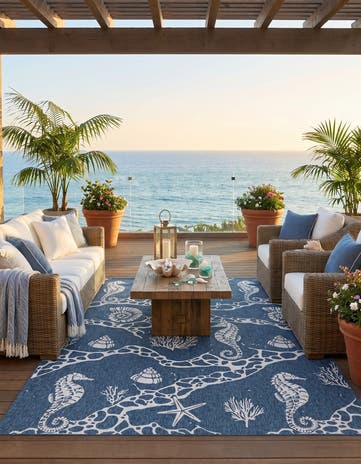 9' x 12' Easy-Clean Coastal Indoor / Outdoor Rug