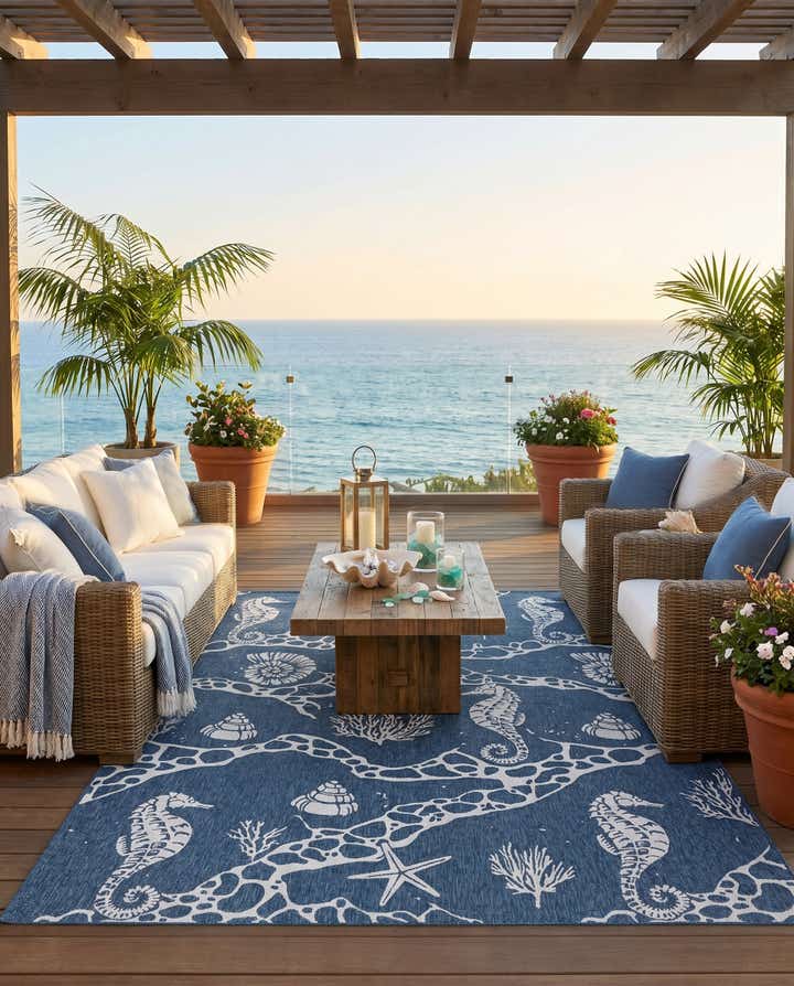 9' x 12' Easy-Clean Coastal Indoor / Outdoor Rug