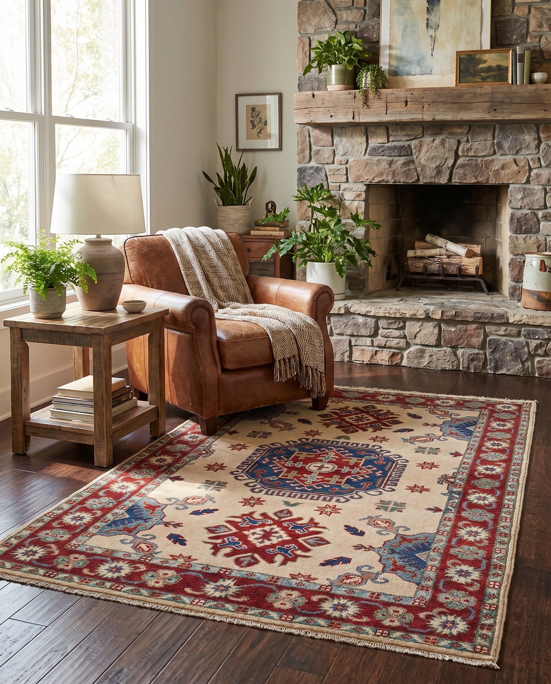 3' 4 x 5' 2 Hand Knotted Kazak Rug