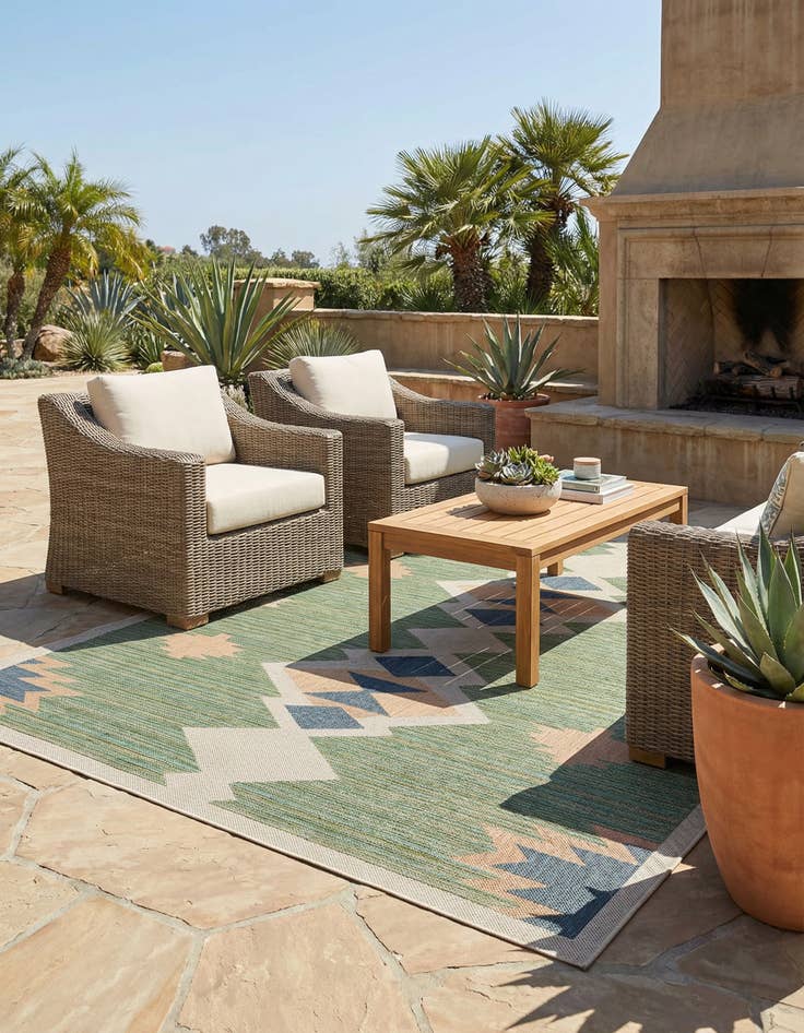 Detail image of 10' x 10'  Washable Baja Indoor / Outdoor Square Rug