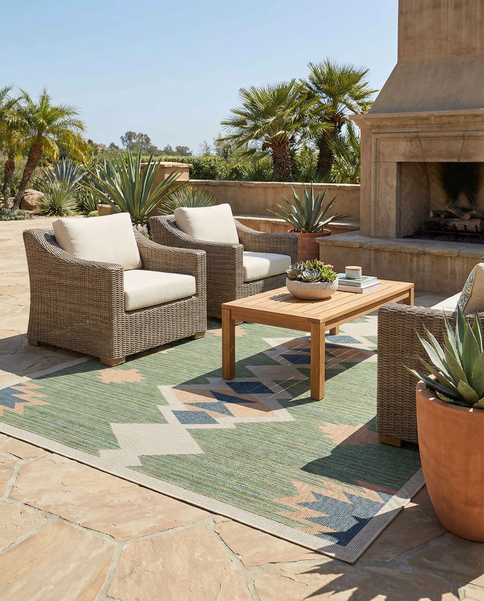 10' x 10' Easy-Clean Baja Indoor / Outdoor Square Rug