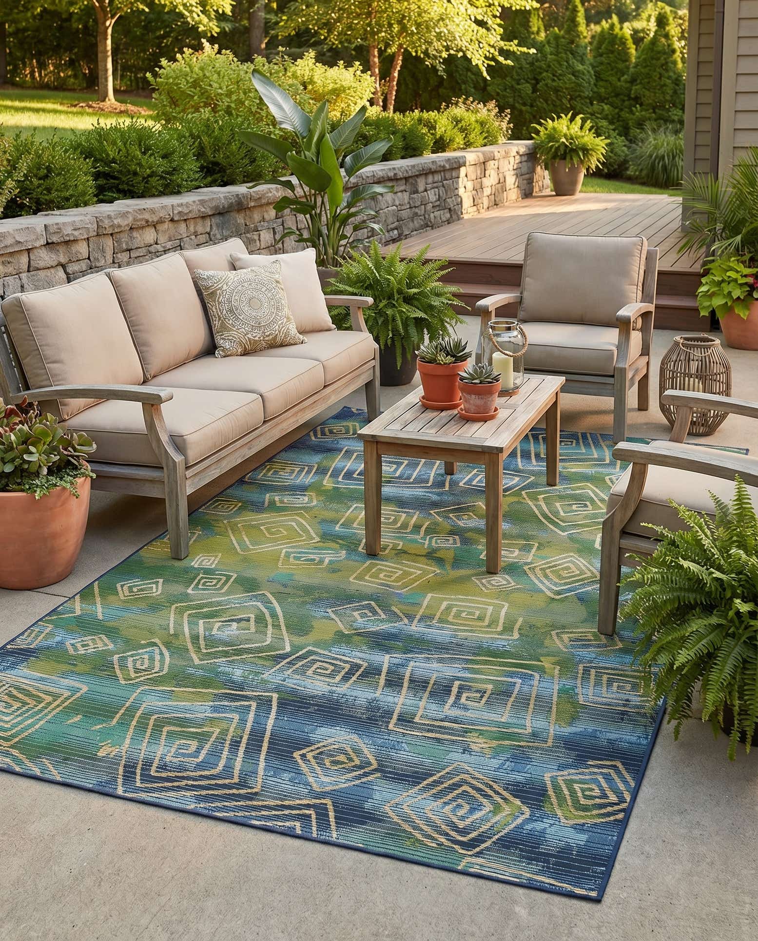5' 3 x 8' Easy-Clean Modern Indoor / Outdoor Rug