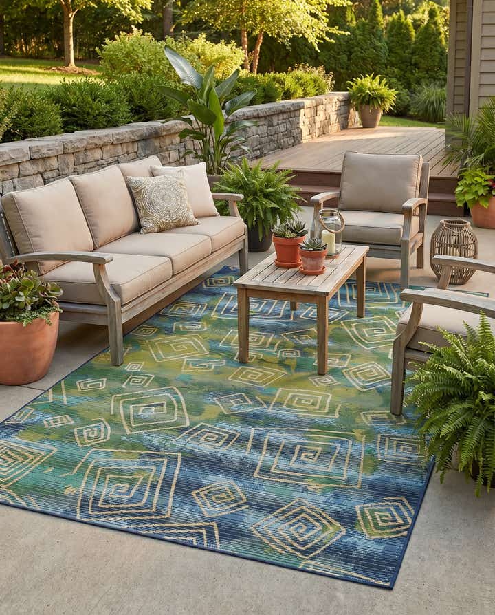 5' 3 x 8' Easy-Clean Modern Indoor / Outdoor Rug
