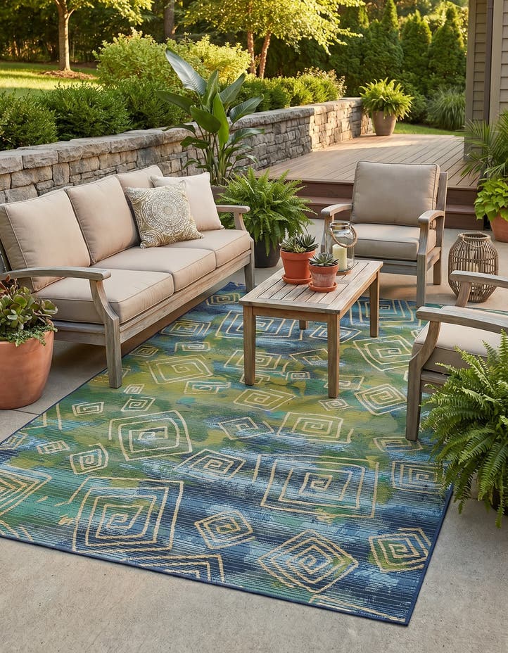 5' 3 x 8' Easy-Clean Modern Indoor / Outdoor...
