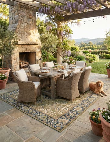 7' 10 x 10' Easy-Clean Traditional Indoor / Outdoor Rug