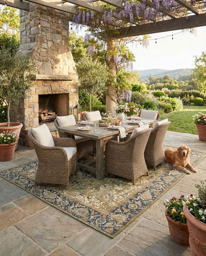 7' 10 x 10' Easy-Clean Traditional Indoor / Outdoor Rug