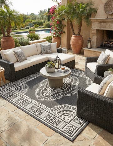 10' x 10' Easy-Clean Traditional Indoor / Outdoor Square Rug
