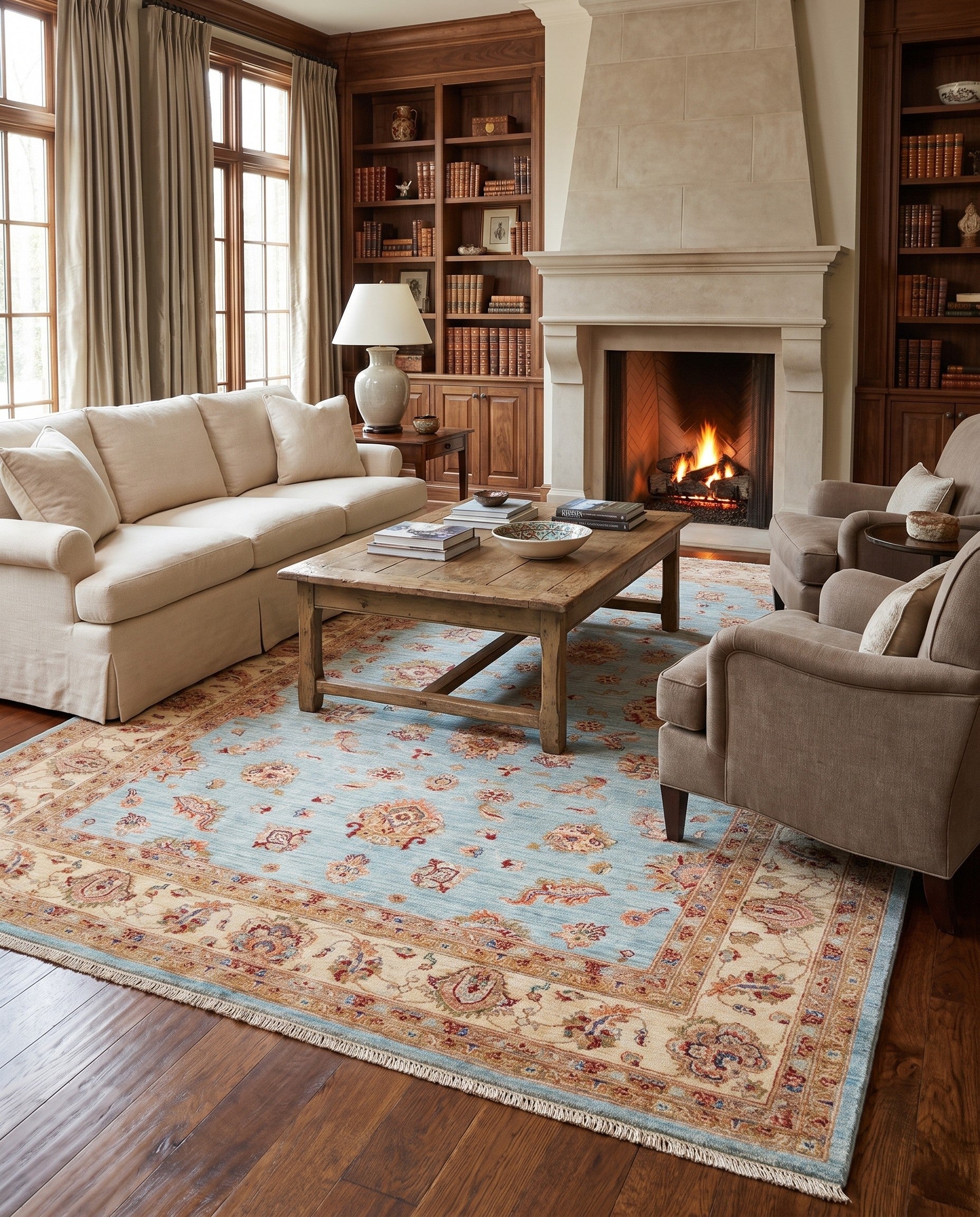 6' 11 x 10' 2 Hand Knotted Ziegler Rug