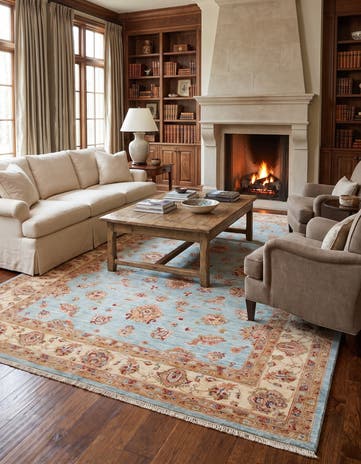 6' 11 x 10' 2 Hand Knotted Ziegler Rug