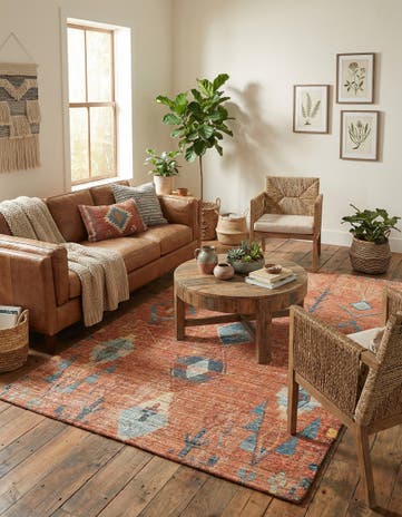 Rust Red Hand Woven Chenille Jute Rug