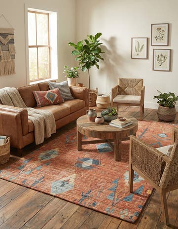 Rust Red Hand Woven Chenille Jute Rug