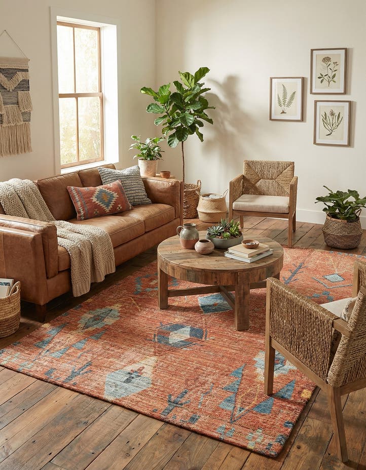 5' 1 x 8' Hand Woven Chenille Jute Rug